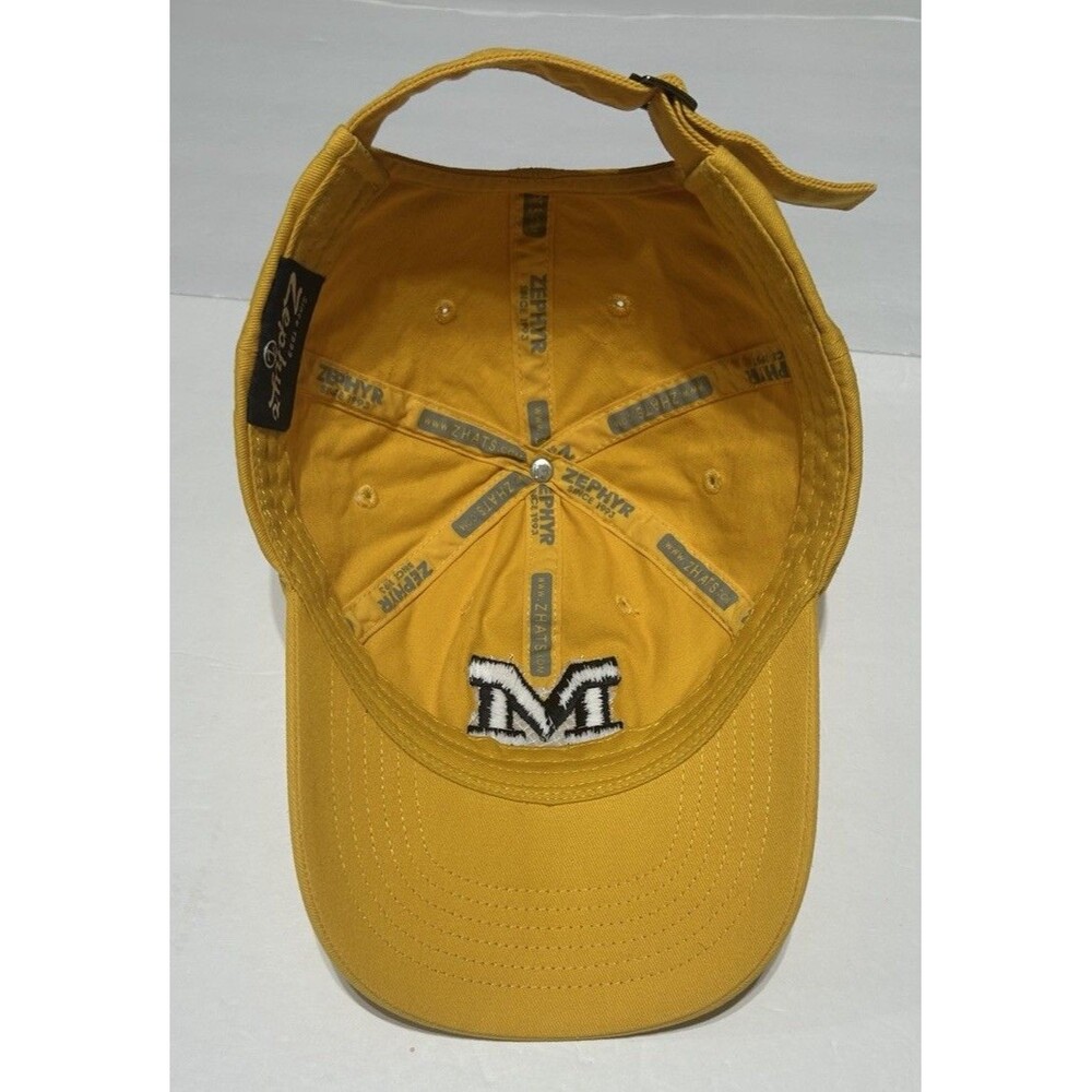 Zephyr Michigan Wolverines Yellow Black Block M Dad Hat Strapback Cap OSFM - Picture 6 of 6